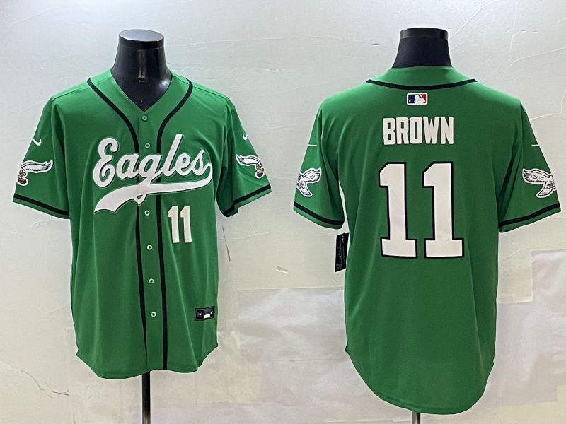 Men Philadelphia Eagles #11 Brown Green three generations Jointly Name 2025 Nike Limited NFL Jersey style 6->philadelphia eagles->NFL Jersey